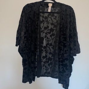 Black floral cover up